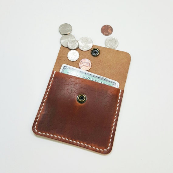 Natural Dublin Horween Leather Card and Coin Wallet - Etsy