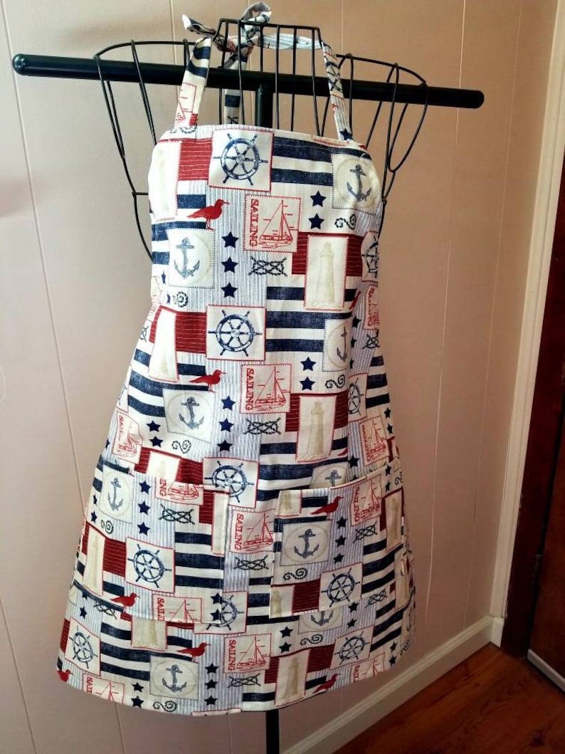 Nautical apronladies apronswomen/'s apronsaprons for womensailboat apronslighthouse apronsMother/'s day giftsteen aprons