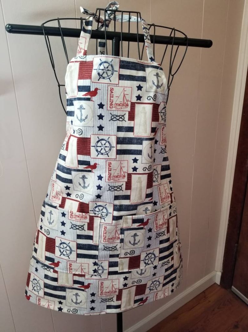 Nautical apronladies apronswomen/'s apronsaprons for womensailboat apronslighthouse apronsMother/'s day giftsteen aprons