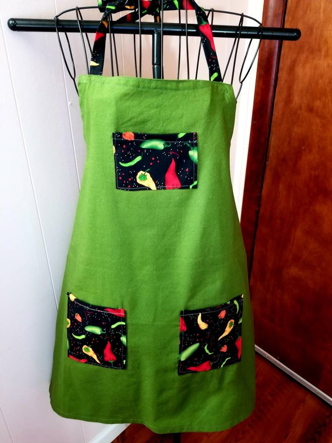 Green Pepper Apron/pepper Apron/linen Apron/green Etsy