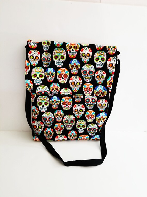 Sugar Skull Laptop Messenger Bag/ laptop bags/ sugar skull