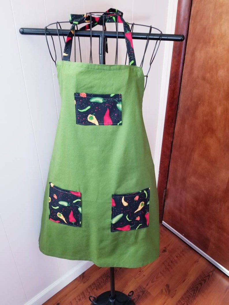 Green pepper apron/pepper apron/linen apron/green Etsy