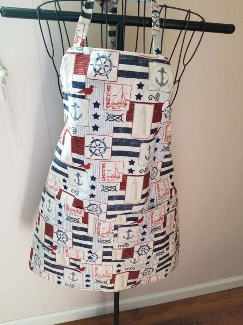 Nautical apronladies apronswomen/'s apronsaprons for womensailboat apronslighthouse apronsMother/'s day giftsteen aprons