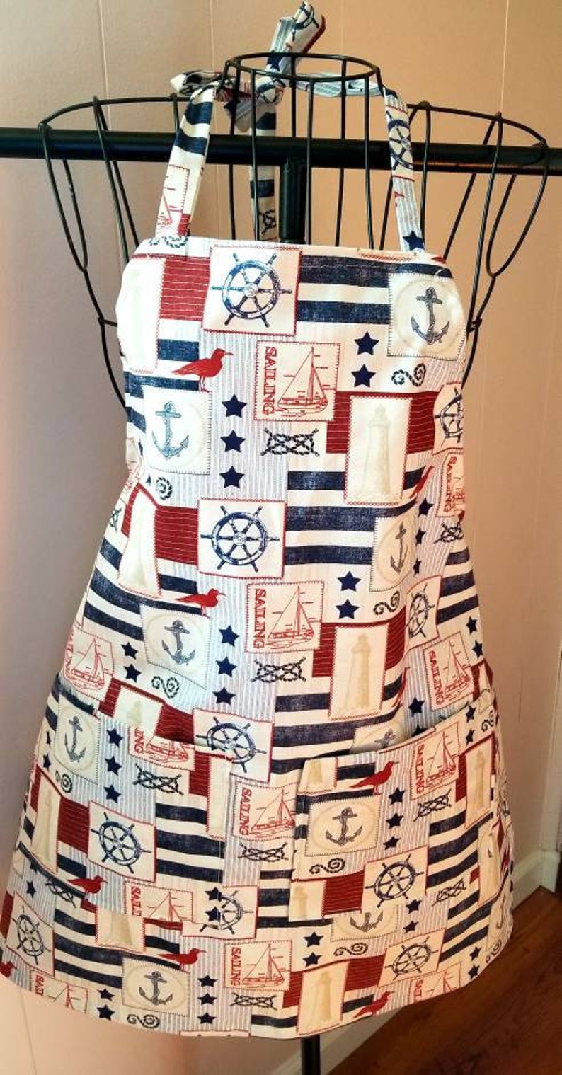 Nautical apronladies apronswomen/'s apronsaprons for womensailboat apronslighthouse apronsMother/'s day giftsteen aprons