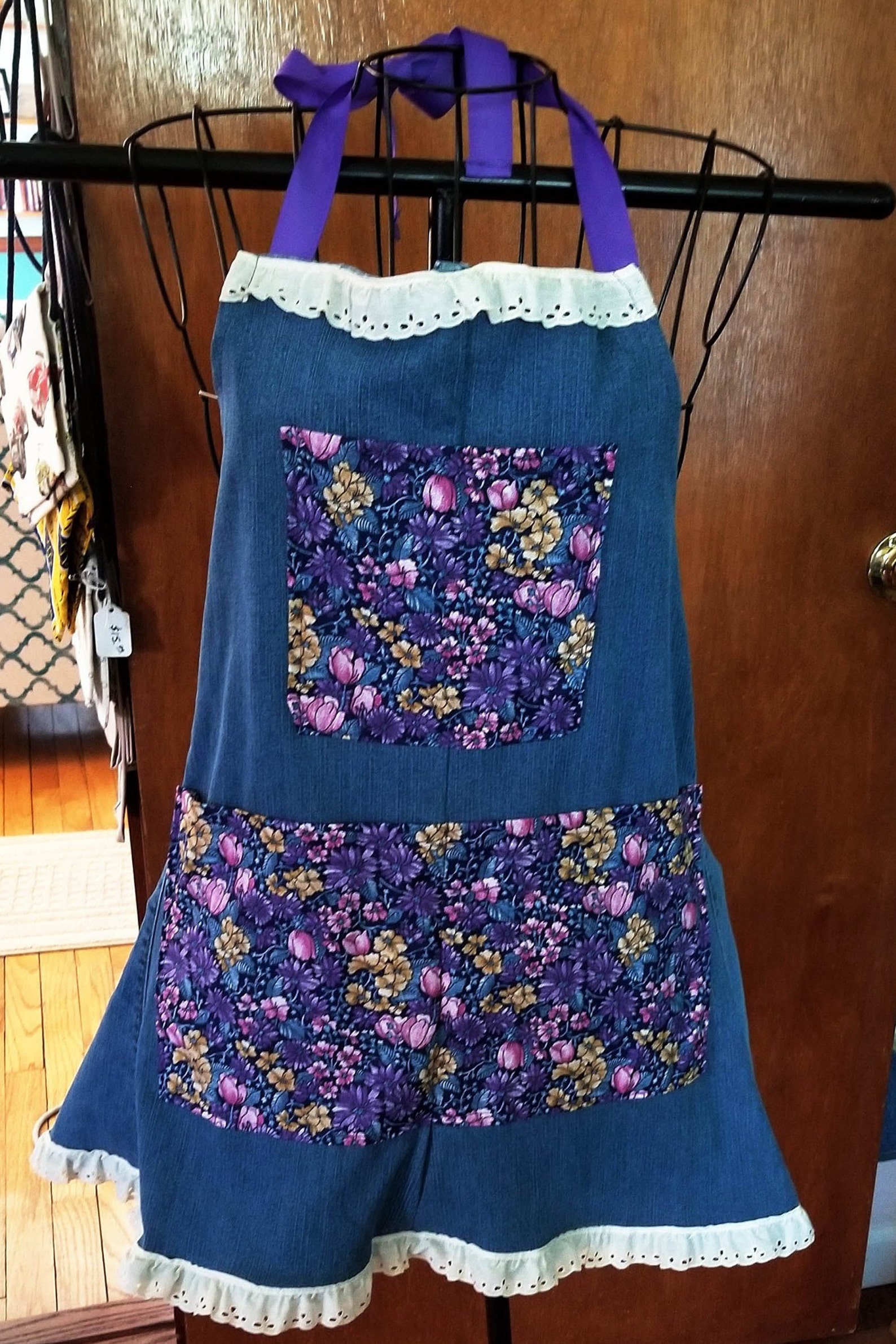 Recycled blue jean apron/ blue jeans apron/upcycle aprons/ Etsy