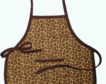 Giraffe Toddler Apron/Giraffe print apron/toddler aprons/ giraffe apron/ kids aprons /children's aprons/aprons for kids/giraffe kids apron