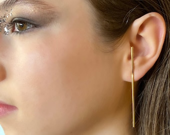 Minimal Strip Earrings, Long Line Earrings, Golden Long Earrings, Long Minimal Earrings, Statement Long Earrings, Minimal Jewelry, Strip