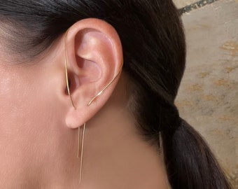 Gold Strip Earring, Design earring, Multiple Piercing Earring, Statement Magic Earring, No Post Earring, Minimalist Earring, Edgy Earring