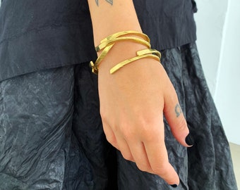 Bracelet marteau en bronze brut, bracelet de manchette martelé en laiton brut, bracelet réglable en laiton brut, Big Bangle, bracelet statement, bracelet en bronze