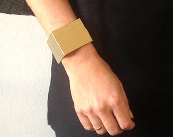 Folded Square Bracelet, Big Geometric Cuff Bracelet, Square Band, Simple Square Bracelet, Big Minimalist Cuff, Large Bracelet