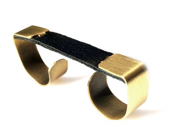3 Finger Ring with Multiple Choises to Wear- Statement Leather Ring - Handcrafted Ring