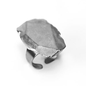 Big Statement Ring, Big Stone Silver Ring, Faceted  Ring, Sterling Silver Ring, Metal Stone Ring, Wide Silver Ring Custom Jewelry