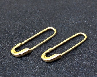 Gold Safety Pin Earrings, Cartilage Earrings, Gift For Her, Gold Statement Earrings, Safety Pin Jewelry, 14k Gold Earrings, Statement Jewelr