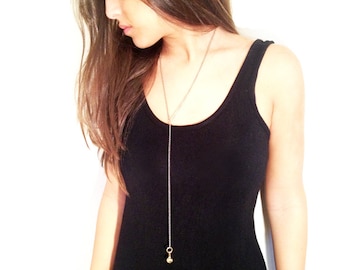 Simple Long Lariat Necklace, Triangle Y Necklace, Simple Lariat Necklace, Long Drop Necklace, Sexy necklace, Delicate Gold Jewelry