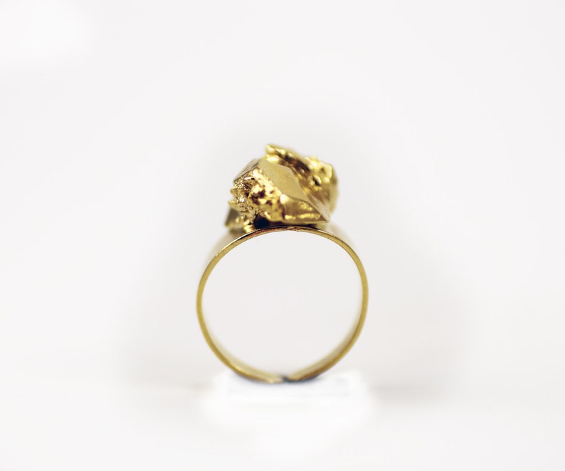 Gold Nugget Ring, Stone Ring, Gold Statement Ring, Rock Ring, Organic Ring, Big Statement Ring, Big Stone Ring, Nugget Jewelry, Large Ring image 3