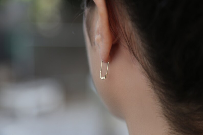 Gold Safety Pin Earrings Cartilage Earrings Gift For Her Etsy