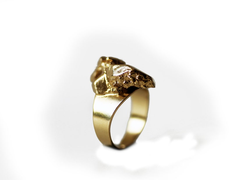 Gold Nugget Ring, Stone Ring, Gold Statement Ring, Rock Ring, Organic Ring, Big Statement Ring, Big Stone Ring, Nugget Jewelry, Large Ring image 4
