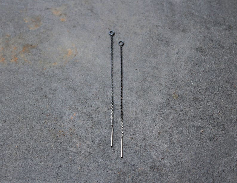 Cartilage Earring, Threader earrings, Silver Threader Earrings, Minimal Earring, String Earrings, simple earrings, Minimal Threader Earrings image 1