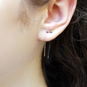 Cartilage Earring, Threader earrings, Silver Threader Earrings, Minimal Earring, String Earrings, simple earrings, Minimal Threader Earrings image 5