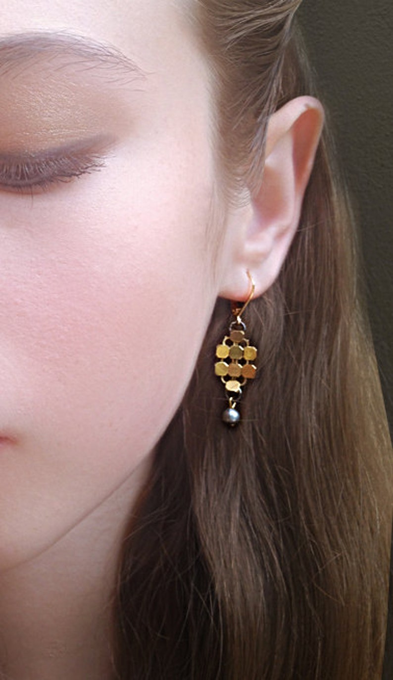 Chainmail Earrings, Dangle Earrings, Statement Earrings, Short Dangle Earrings, boho dangle earrings, Chainmail Jewelry, earrings boho, gift image 4