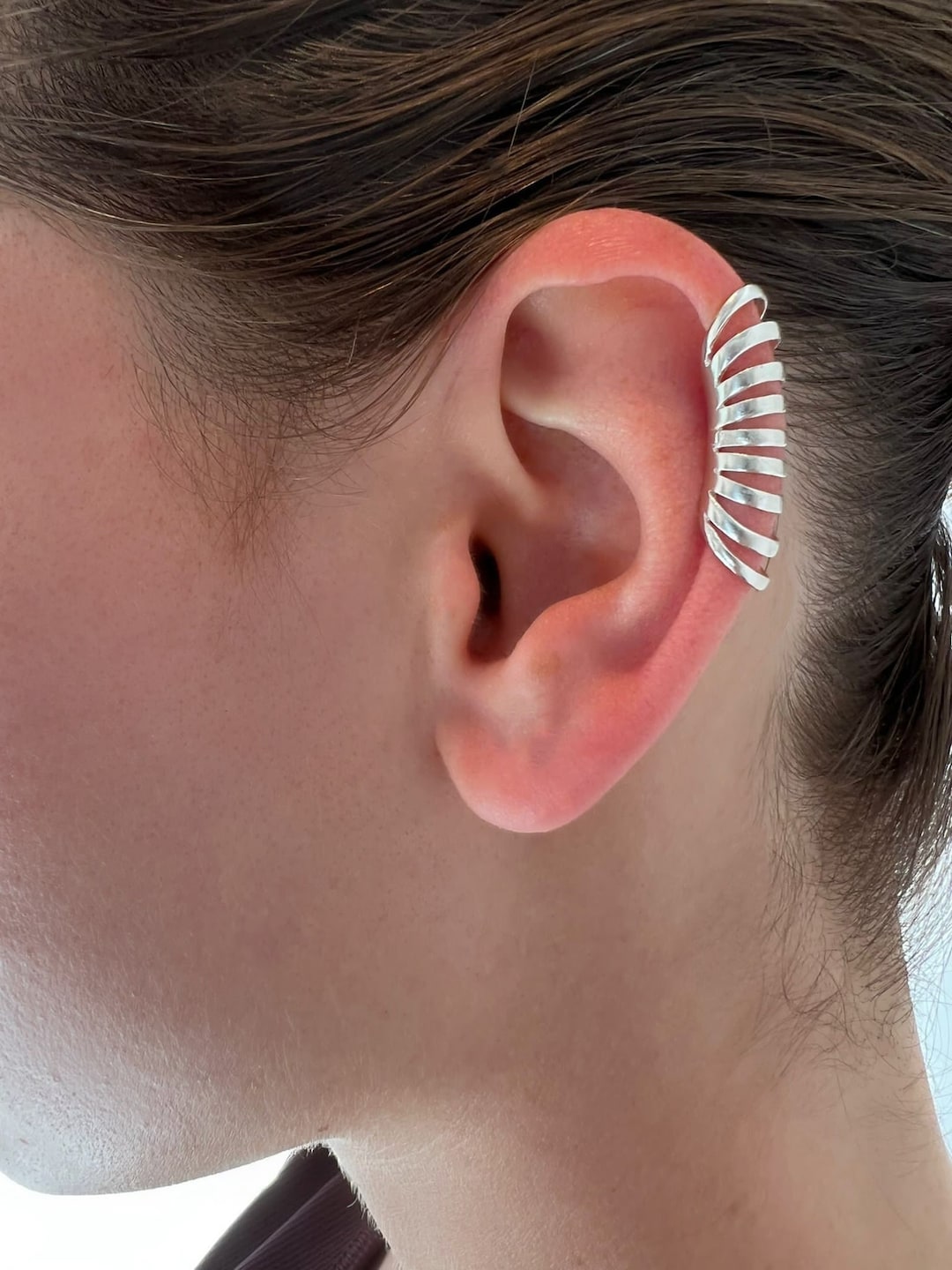 イヤーカフ Inward Curl Silver Large Hoop Ear Cuff For Women 2.5 Inward / Outward Curl Silver925 Large Hoop Ear Cuff For