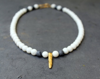 Collar blanco, collar de declaración de boda, collar de declaración de novia, collar blanco, collar blanco y oro, joyería de novia, boda