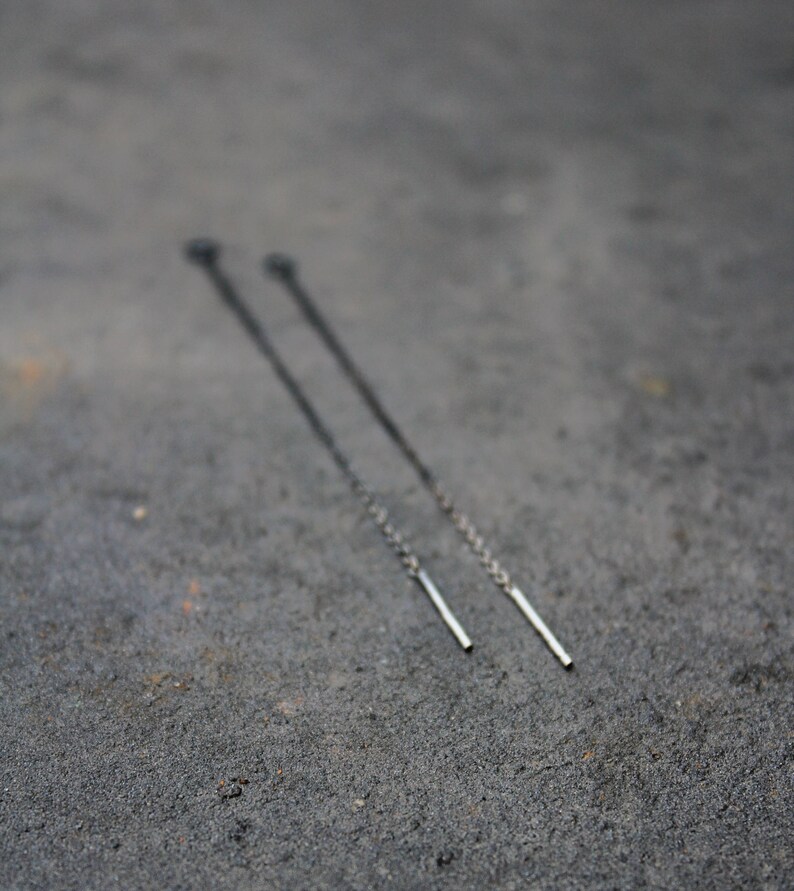 Cartilage Earring, Threader earrings, Silver Threader Earrings, Minimal Earring, String Earrings, simple earrings, Minimal Threader Earrings image 2