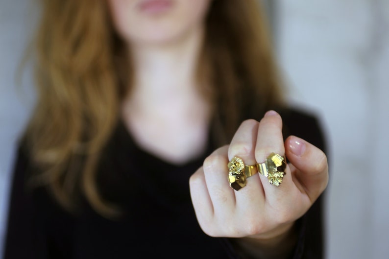 Gold Nugget Ring, Stone Ring, Gold Statement Ring, Rock Ring, Organic Ring, Big Statement Ring, Big Stone Ring, Nugget Jewelry, Large Ring image 1