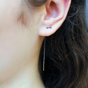 Cartilage Earring, Threader earrings, Silver Threader Earrings, Minimal Earring, String Earrings, simple earrings, Minimal Threader Earrings image 4