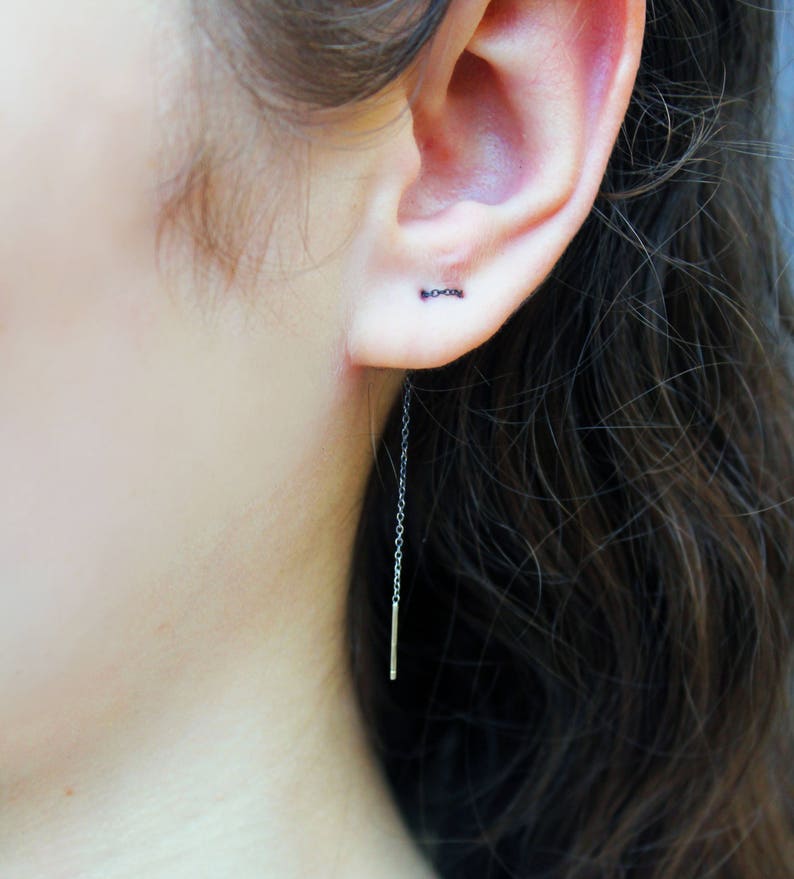 Cartilage Earring, Threader earrings, Silver Threader Earrings, Minimal Earring, String Earrings, simple earrings, Minimal Threader Earrings image 4