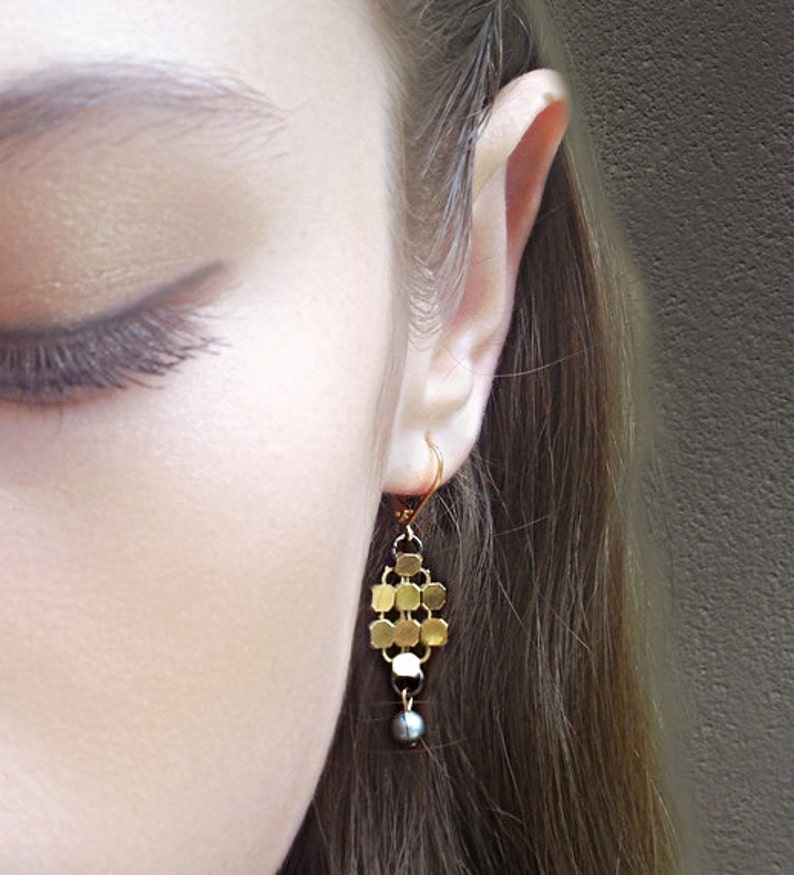 Chainmail Earrings, Dangle Earrings, Statement Earrings, Short Dangle Earrings, boho dangle earrings, Chainmail Jewelry, earrings boho, gift image 1
