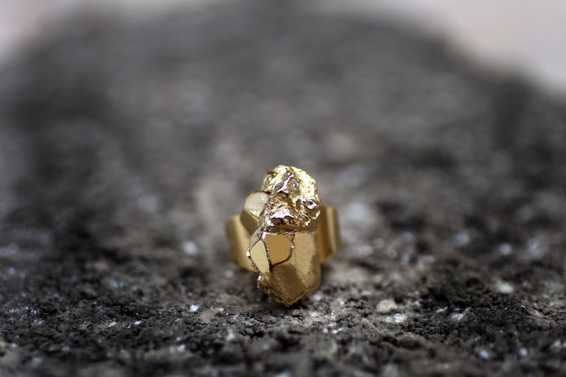 Gold Nugget Ring, Stone Ring, Gold Statement Ring, Rock Ring, Organic Ring, Big Statement Ring, Big Stone Ring, Nugget Jewelry, Large Ring image 5