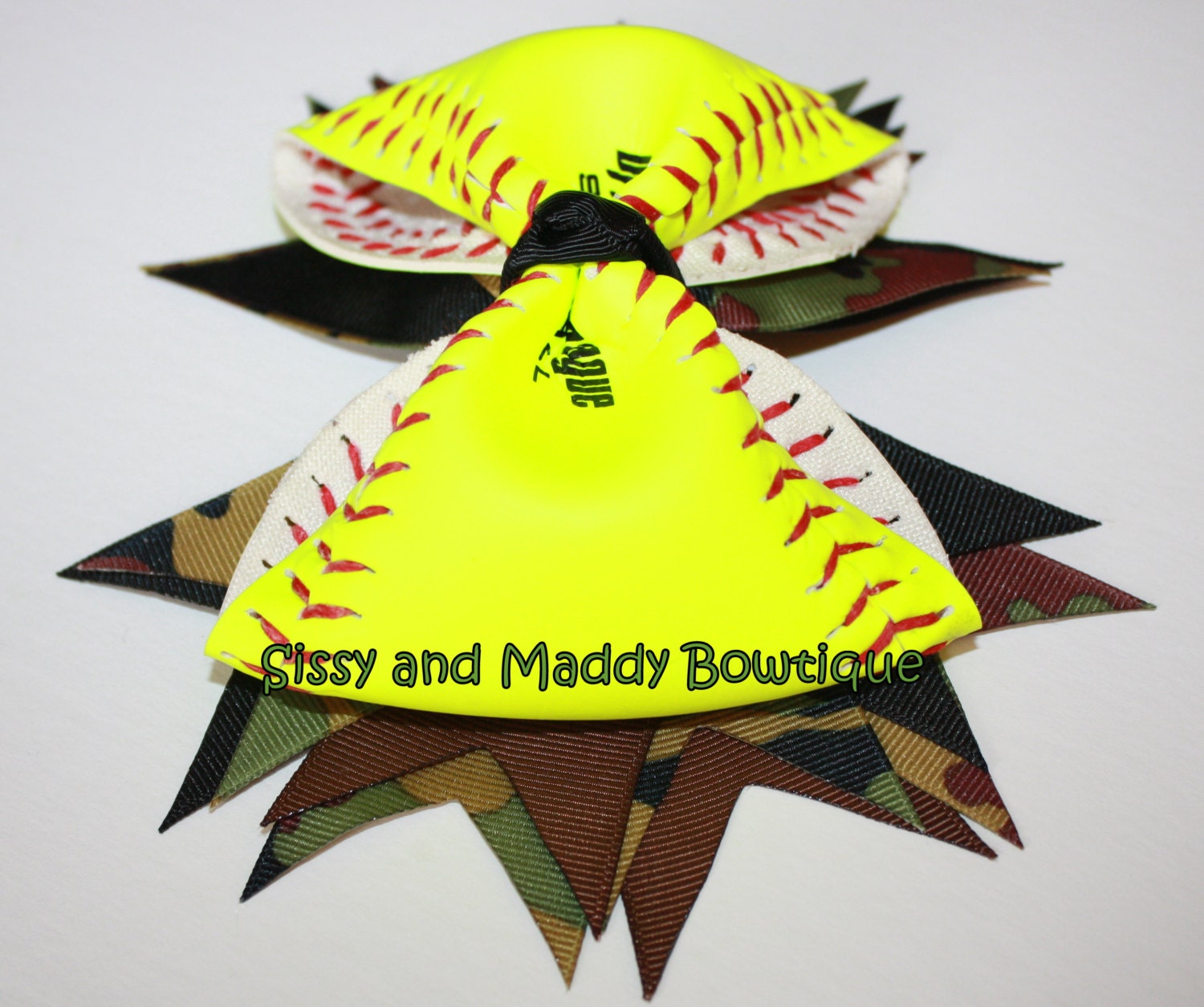 Softball Hair Bow Made With Real Softball Etsy