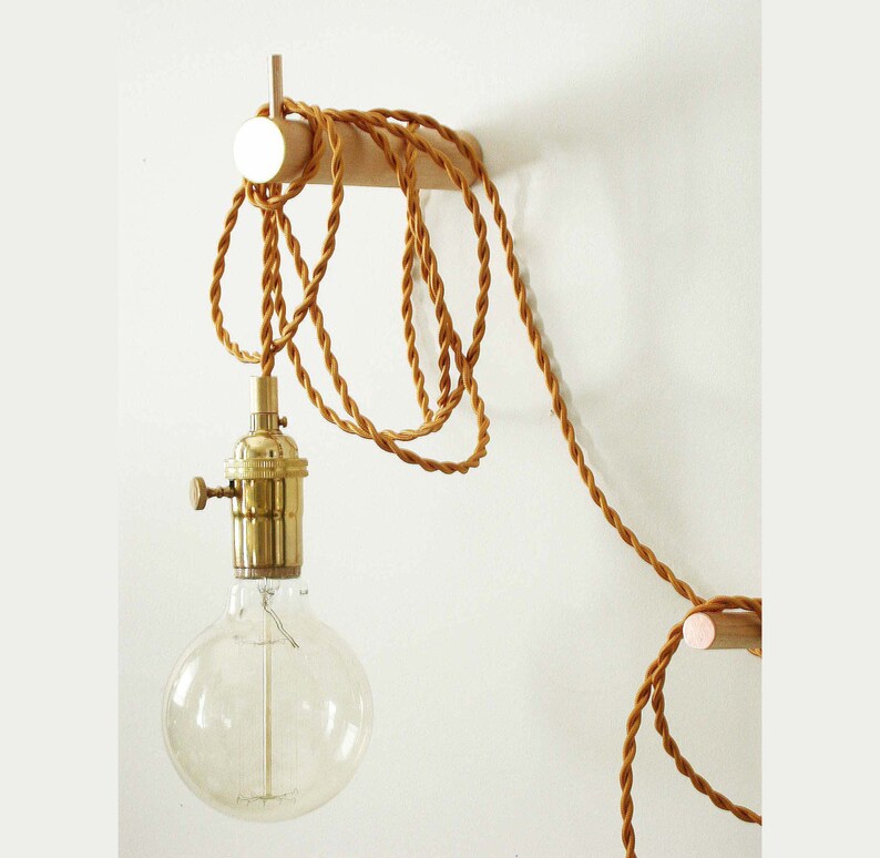 Pendant Light Brass Wall Lighting Edison Bulb Adjustable Image 0