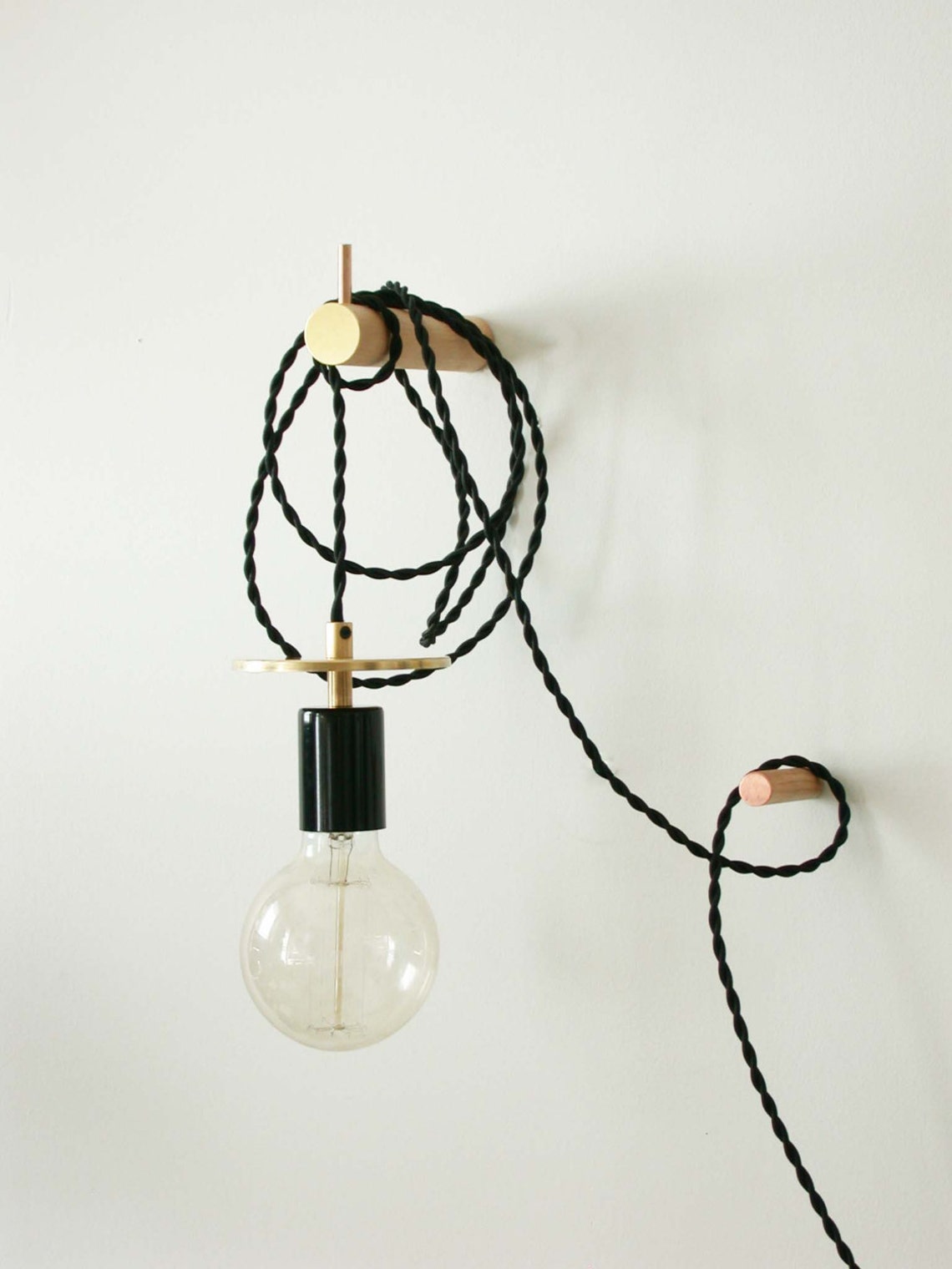 Wall Sconce Hanging Lamp Pendant Black and Brass Lighting Etsy