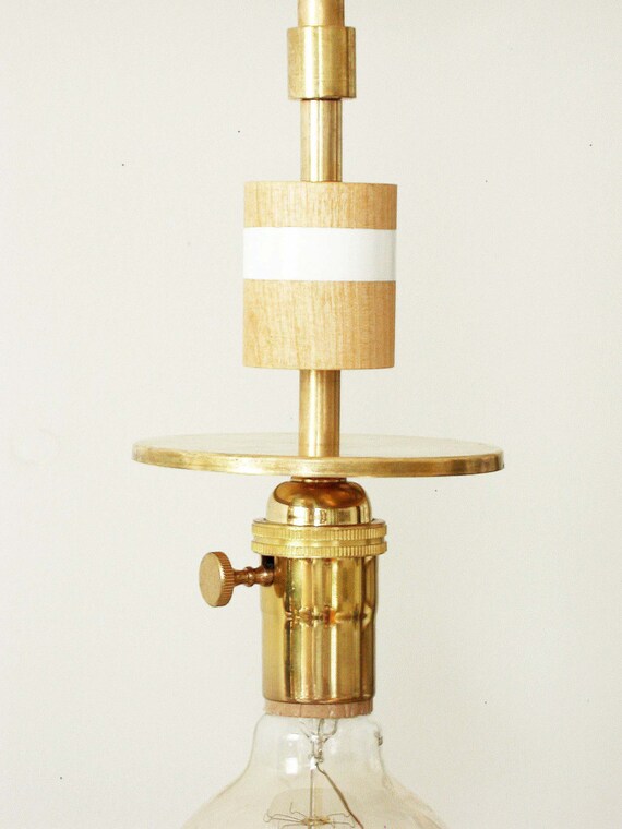 Brass Pendant Ceiling Light Edison Bulb Ceiling Lamp Wood Etsy