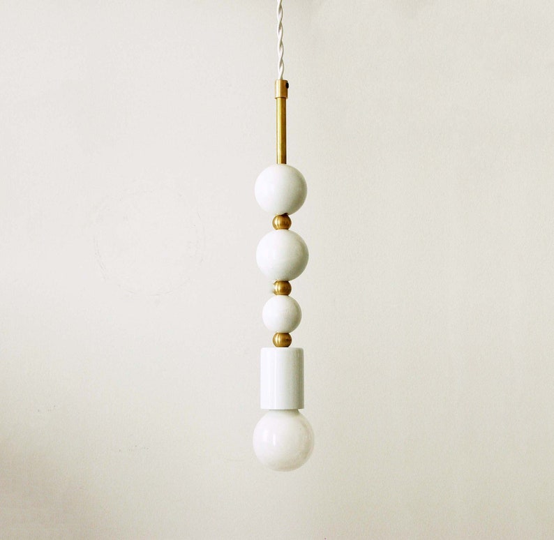 White Brass Pendant Light Modern Ceiling 50