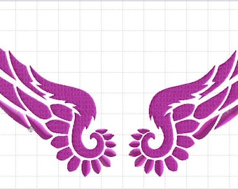 New ANGEL WINGS  SET 4 Embroidery Design file  4inch hoop each wing