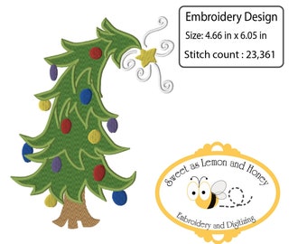 Embroidery machine file Curved silly Christmas Tree