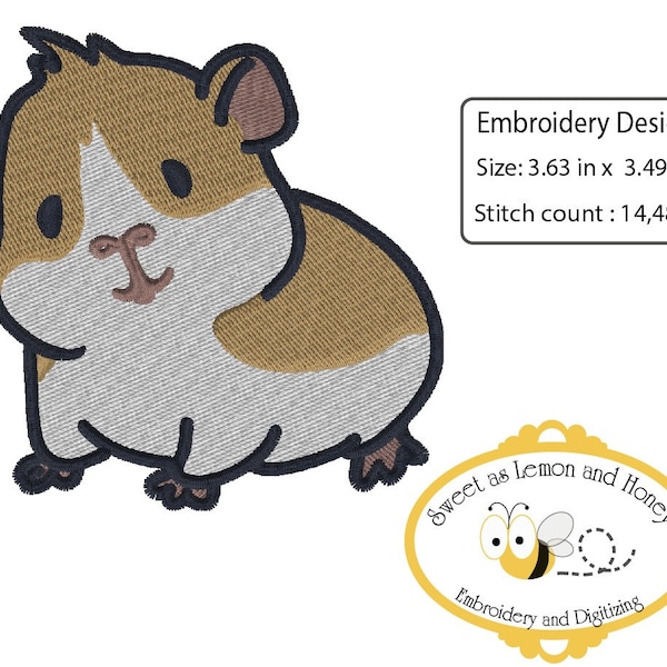 Embroidery File : Guinea PIG 4in hoop