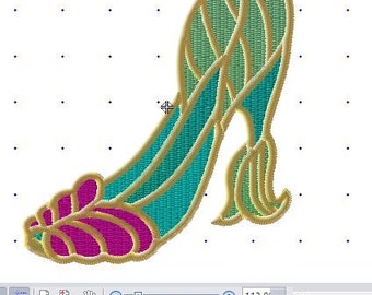 Princess Shoe Embroidery File Lil Mermaid 4in hoop