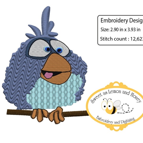 Embroidered Design File   funny Bird