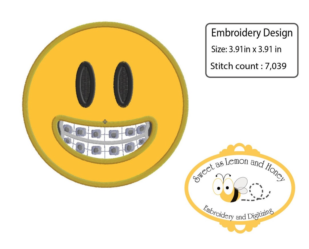 Applique File Emoji Brace Face 4in Hoop Etsy