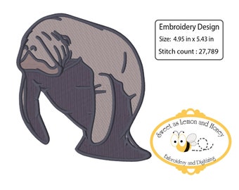 Embroidery File Manatee 2 sizes included