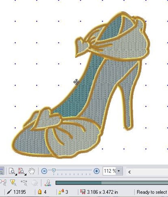 Princess Shoe Embroidery Cinder 4in Hoop - Etsy