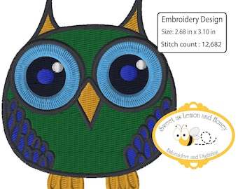 Embroidery file Owl squaty Round 3in  and 4inch