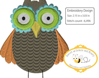 Embroidery file Owl Pin eyes 3in  and 4inch