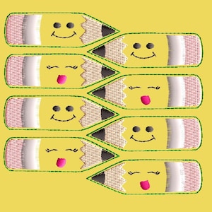 Feltie Pencil Embroidery file 4in and 5x7 in hoops
