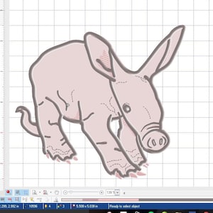 Può includere: Un formichiere rosa dei cartoni animati con un muso lungo e grandi orecchie. Il formichiere è disegnato in uno stile semplice con un contorno grigio.