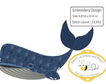 Embroidery File : Humpback Whale 2 SIZES